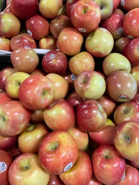 Close-up of apples on the produce display
