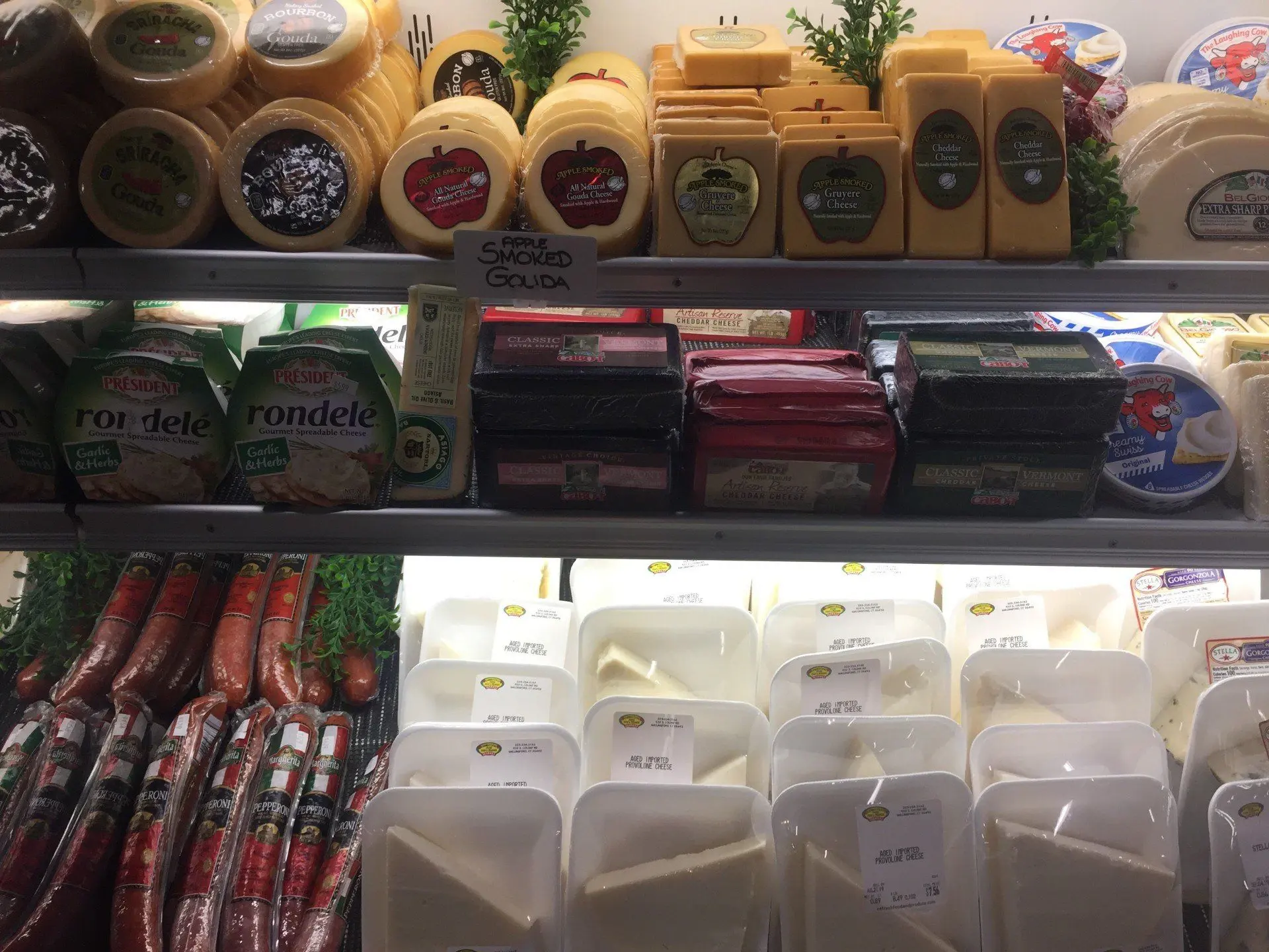 Cheese and charcuterie in the case