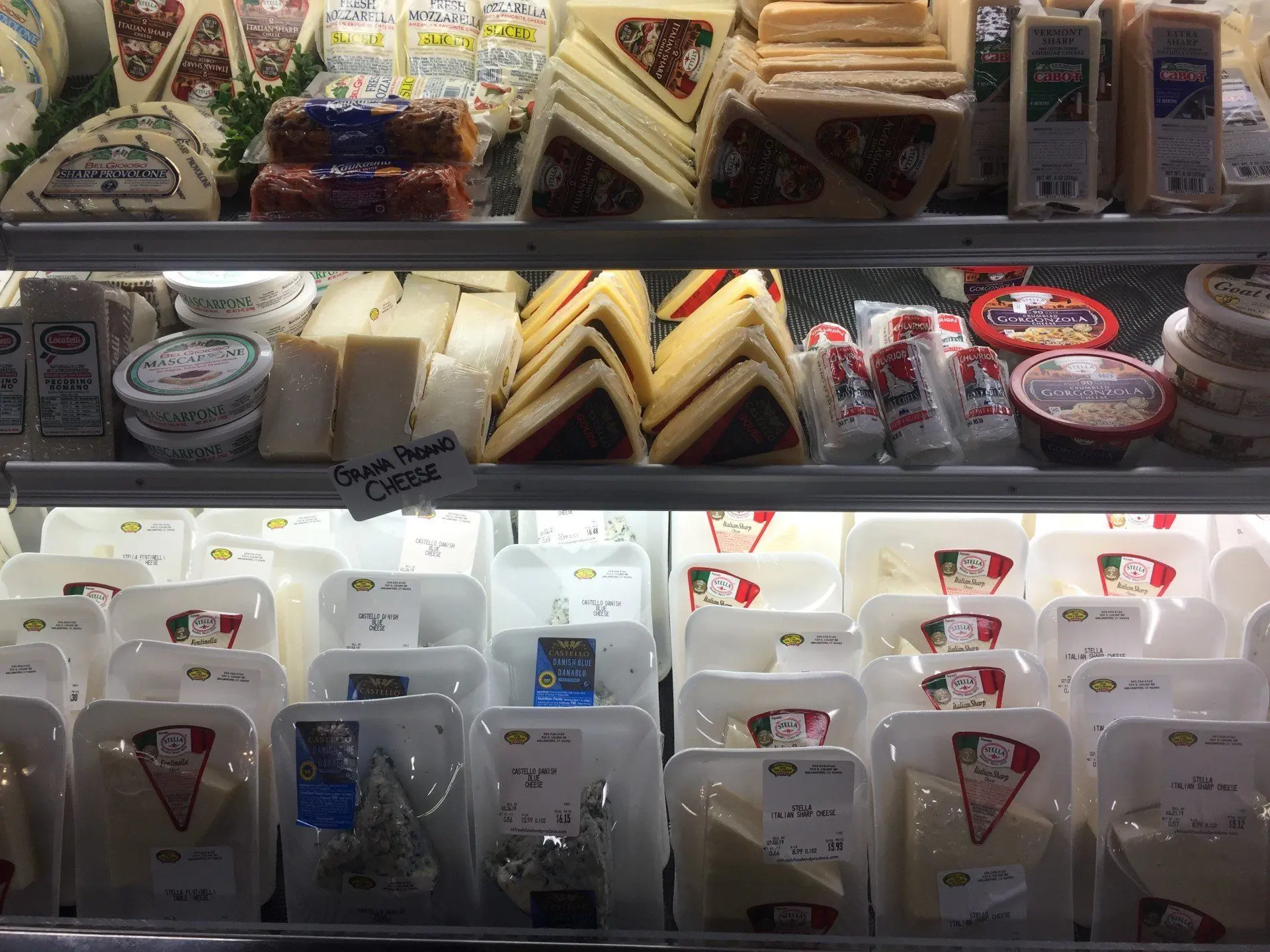 Imported cheeses in the cheese case
