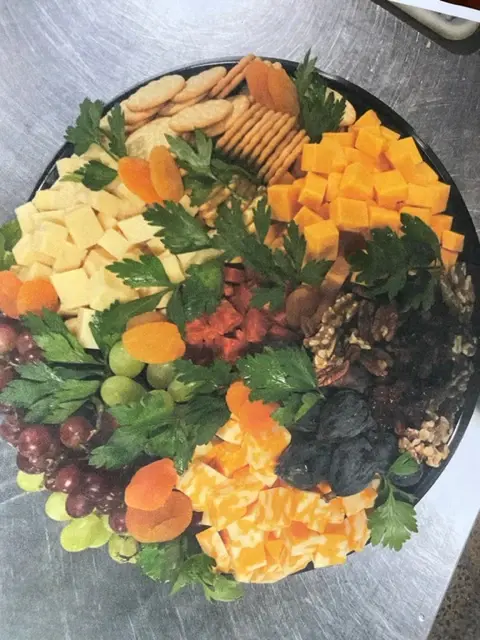 A prepared cheese platter