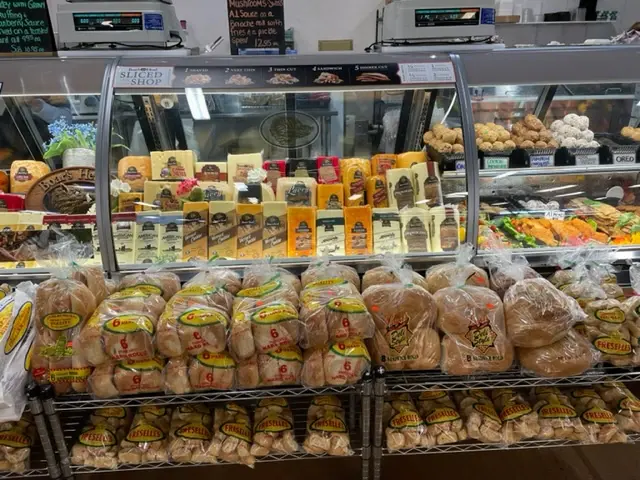 Prepared foods and pastries in the deli case