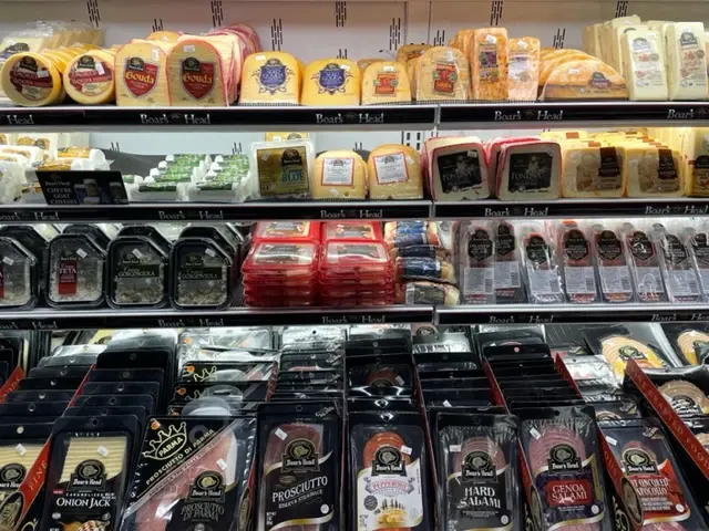 Packaged Boar's Head deli meats in the case