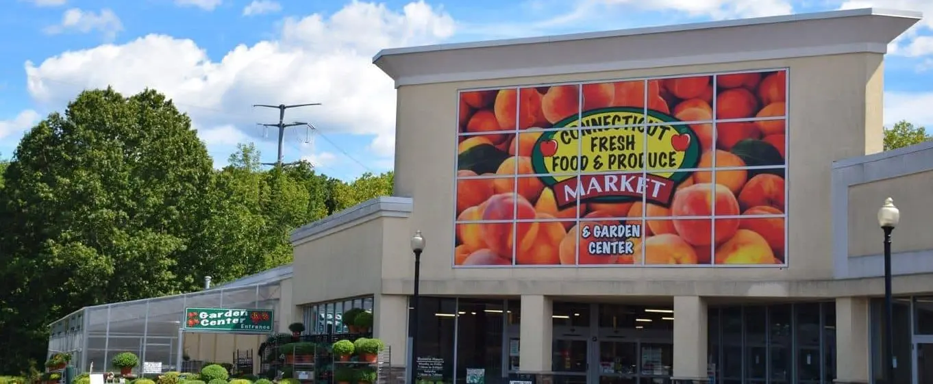 The Connecticut Fresh Food & Produce Market storefront sign