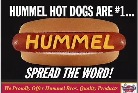 Hummel Brothers hot dogs advertisement